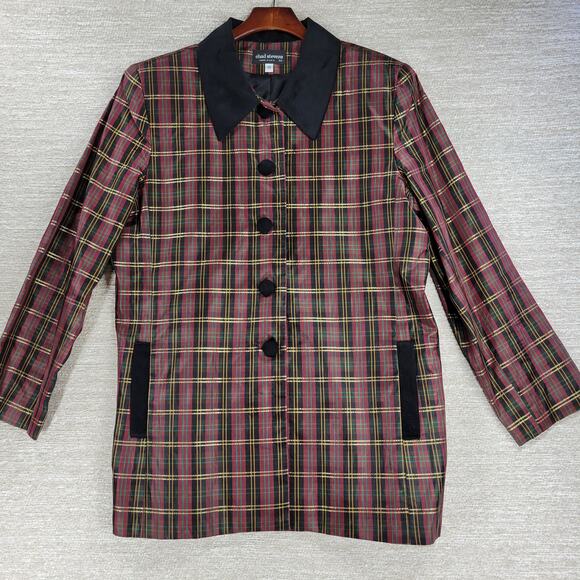 Chad Stevens Women’s 2-Piece Plaid Taffeta Velvet Suit Set Size 18 Made in USA - Picture 14 of 16